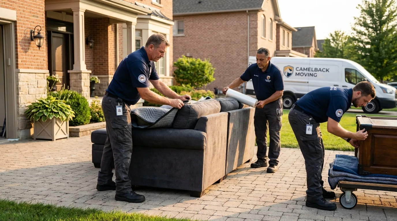 Large estate moving crew wrapping furniture in Victoria, VA