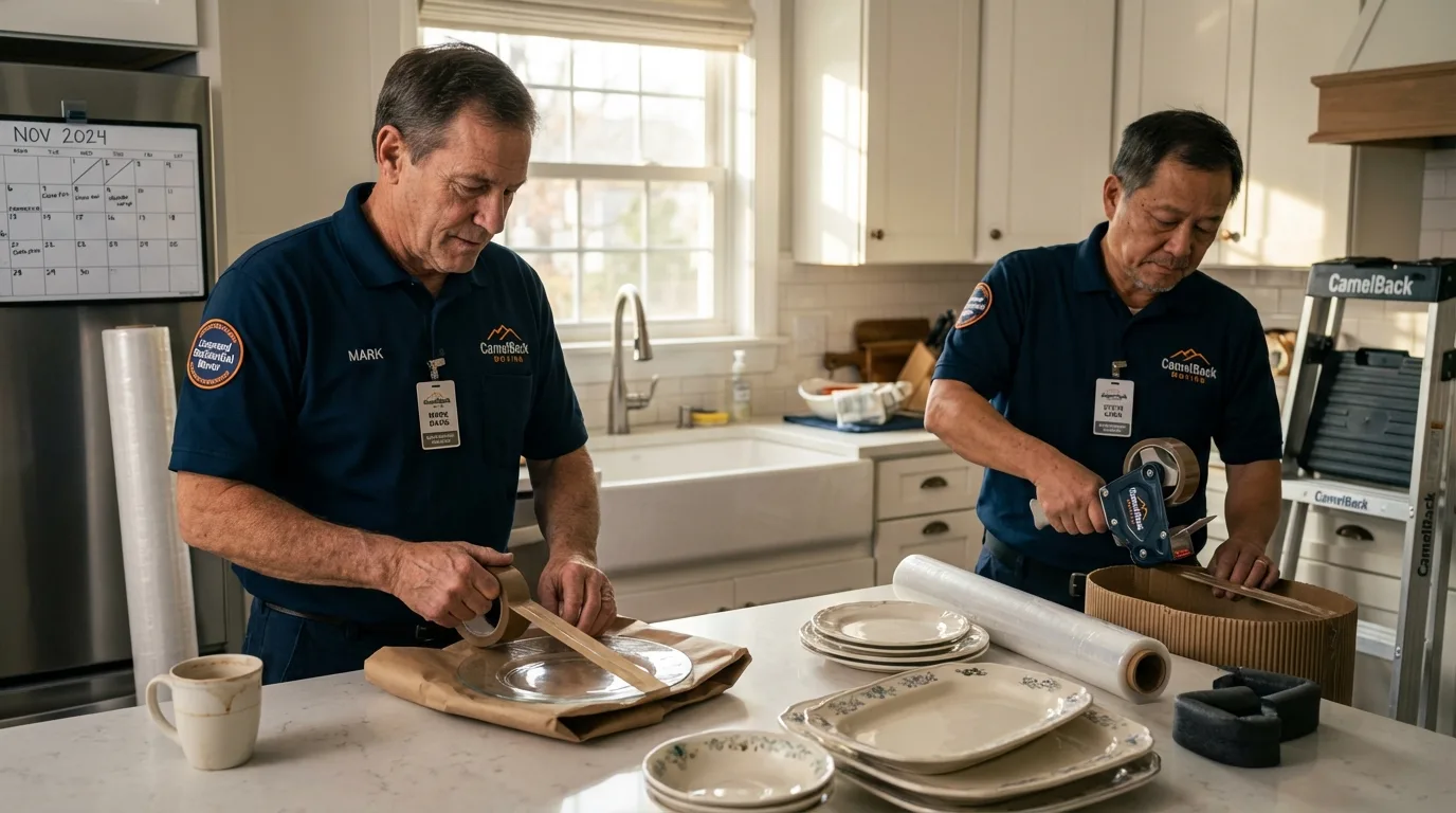 Professional crew packing kitchen dishware in Victoria, VA